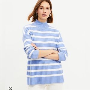 Loft Striped Mock Turtleneck Sweater